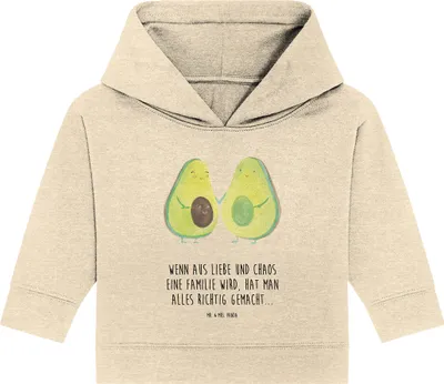 Produktbild von Mr. & Mrs. Panda Organic Baby Hoodie Avocado Pärchen 12. - 18. Monat - Natural Raw - Geschenk, Avocados, Kapuzenshirt, Hochzeit, Schwangerschaft, Liebe, Kapuzensweatshirt