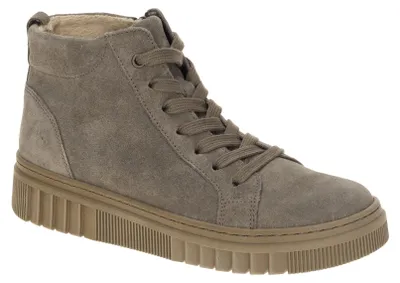 Produktbild von Gabor Damen Stiefeletten 8008 aus grauem Velourleder, knöchelhoch, Weite H, Schnürung & Reißverschluss