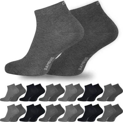 Produktbild von OCERA 12x Bambus Kurzschaft-Socken (Uni) für Damen und Herren in verschiedenen Farben - Grau-Mix 35/38