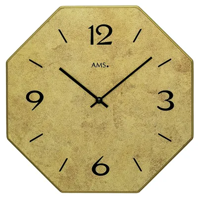 Produktbild von AMS W9715 Quarzuhr mit Holzgehäuse und Messingantik-Zifferblatt