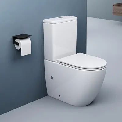 Produktbild von doporro Spülrandlose Stand-WC mit Spülkasten komplett inkl. Softclose Absenkautomatik 36x63x82cm Toilette weiß Stand179T