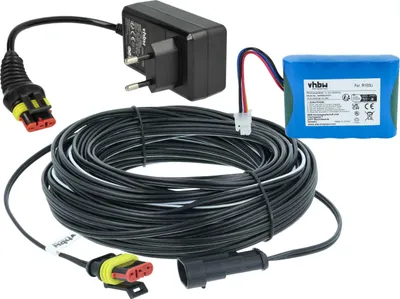 Produktbild von vhbw 1x Netzteil, 1x 3000 mAh Akku, 1x 20 m Niederspannungskabel kompatibel mit Gardena SILENO R100Li (2016), R130Li (2016), R100LiC Rasenmäher
