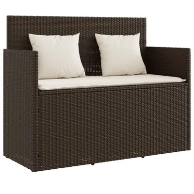 Obrázek produktu pro vidaXL Zahradní lavice s polštáři Brown Poly Rattan