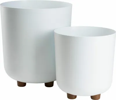 Image de HowHomely | Pots de fleurs avec pieds - Pots de fleurs - blancs - lot de 2 - cache-pots - bacs à fleurs - Pratiques
