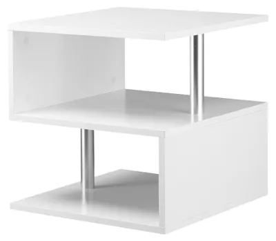 Produktbild von HOMCOM Beistelltisch Couchtisch mit 3 Regalen Nachttisch Sofatisch Weiß