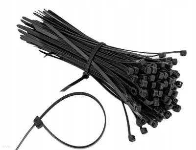 Immagine prodotto di Fascette stringitubo in nylon, nere, 300x4.8mm, resistenti ai raggi UV, confezione da 100 pezzi