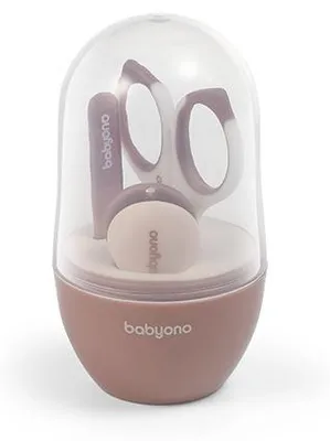 Produktbild von Baby-Nagelpflegeset mit Schere, Nagelknipser, Glasfeile und Etui, braun