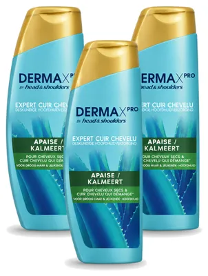 Produktbild von 3 x Head & Shoulders DermaXPro Kalmeert Anti-Schuppen Shampoo, 225 ml - Vorteilspackung - 3 Stücke