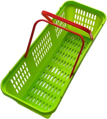 Image de Panier ajouré en plastique avec poignée – Panier à fruits et légumes pour la cuisine et les courses