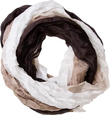 Produktbild von Knitterschal Halstuch Schal XXL weiß beige braun Farbverlauf Seide 180x90cm