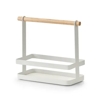 Image de Porte-épices en métal avec support en bambou, 24 x 10 x 20 cm