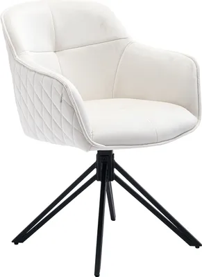 Produktbild von SalesFever Armlehnstuhl mit 360° Drehfunktion | Wabensteppung | Bezug Samt | Stuhlbeine Metall | B 59 x T 60 x H 83 cm | beige – schwarz