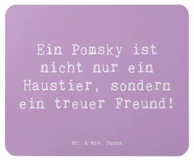 Produktbild von Mr. & Mrs. Panda Mousepad Spruch Pomsky Freund - Lavendeltraum - Geschenk, mousematte, Hunderassen Beschreibung, Familienhund, Hunderasse, mausteppich, Eigenschaften