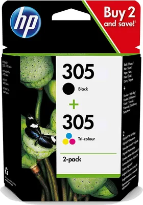 Produktbild von HP 305 Tintenpatronen Set (Schwarz 3YM61AE & Dreifarbig 3YM60AE)