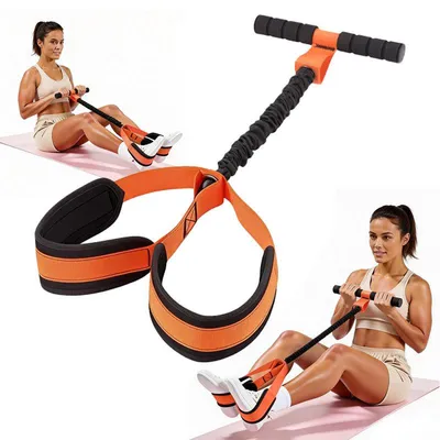 Produktbild von Bauchtrainer mit Widerstandsband - mit Griffen und Pedalen - Fitness Trainingsgerät für Bauchmuskeln - Widerstandsband 22.7 kg - für Zuhause, Pilates
