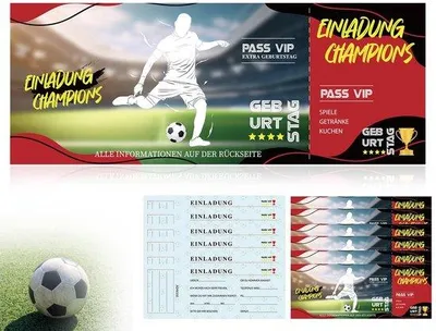 Produktbild von Fußball Einladungskarten - 12 Stück - Kinderparty - Festlich - Kreativ Design - Für Jungen und Mädchen