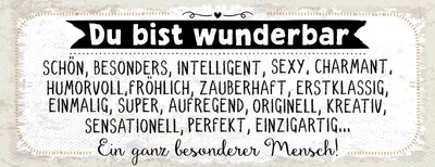 Produktbild von vianmo Blechschild 10x27 cm du bist wunderbar. Ein ganz besonderer Mensch