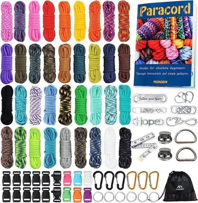 Immagine prodotto di Paracord, set combinato di paracord 550 con istruzioni - 36 colori Corde di paracord multifunzionali e accessori completi per la realizzazione di braccialetti, cordini e collane di paracord (36 colori-B)