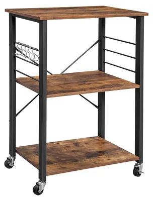 Immagine prodotto di Carrello Cucina Industriale su Ruote con Ripiani in Legno e Metallo