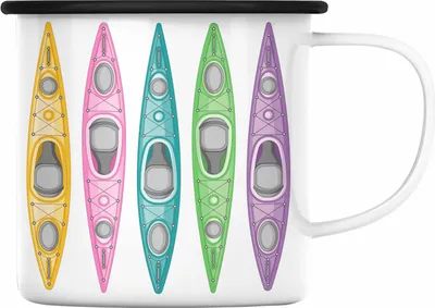 Produktbild von Trendation - Kajak Geschenk Emaille Tasse Mit Spruch Kajakfahrer Geschenkidee Emaille Emaille Tasse Kanu Padelboot Geschenke Kajakfahrer (Schwarz)