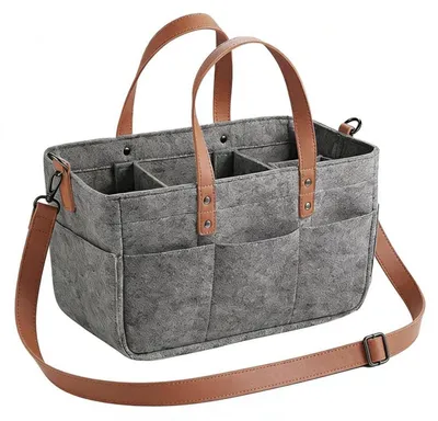 Produktbild von Filztasche mit Fächern 30L Einkaufskorb dunkelgrau 40x27x27cm