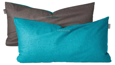 Produktbild von SCHIESSER Kissenhüllenset Doubleface | Zweifarbig | Renforcé | 2-teilig | 100% Baumwolle | Angenehm weich & glatt | YKK-Reißverschluss | 40x80 cm | Türkis-Dunkelgrau