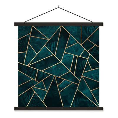 Produktbild von MuchoWow® Textilposter Steine - Gold - Luxus - Muster - Abstrakt 60x60 cm mit schwarzem Rahmen - Posteraufhänger