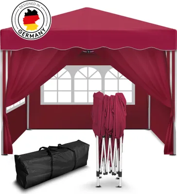 Produktbild von Kronenburg Faltpavillon 3x3m - Wasserfest, UV-Schutz 50+, 4 Seitenteile, rot