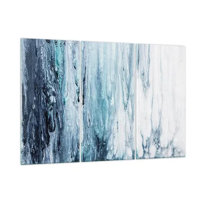 Produktbild von Bilder auf glas - 3 Teile - Abstraktion Prellung Blau - 105x70cm - Glasbilder - Wandbilder - Bilder - zum Aufhängen bereit - Wanddekoration aus Glas - Glas Bilder - Wandbild auf Glas - GCE105x70-4380