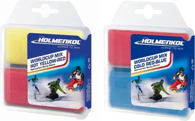 Obrázok produktu pre Holmenkol Worldcup Wax Wax Mix žlto-červeno-modrý 4 x 35g Lyžiarsky vosk Snowboard