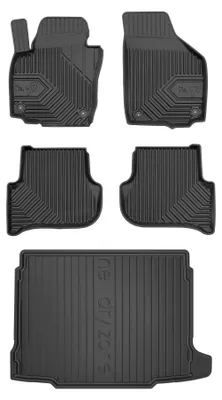Productafbeelding van Rubberen automatten + kofferbakmat voor Skoda Yeti 2009-2018 (SUV/crossover) – 5-delig, zwart, op maat – Wielganizator