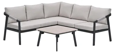 Produktbild von Garden Impressions Terni Lounge Eckset - 4-teilig - carbon black - sand - desert sand -  light teak Vironwood