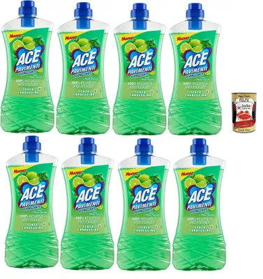 Produktbild von ACE Pavimenti Bodenreiniger Hygiene - Limette und Pfefferminze, ohne Bleichmittel - reinigt gründlich und bringt Böden zum Glänzen 8x 1Lt + Italian Gourmet polpa 400g