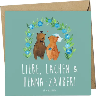 Produktbild von Mr. & Mrs. Panda Grußkarte Henna-Abend Magie - Meeresbrise - Geschenk, Liebe, Heirat, Geschenkideen, besondere Atmosphäre, Freundschaft, Geschenke, Heiraten, faltkarte
