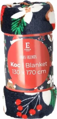 Zdjęcie produktu dla Koc, ciepły, puszysty koc świąteczny 130x170 Xmas friends Zwierzęta świąteczne