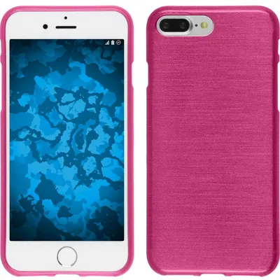 Produktbild von PhoneNatic Case kompatibel mit Apple iPhone 8 Plus - pink Silikon Hülle brushed + 2 Schutzfolien