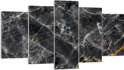 Produktbild von Bild auf Leinwand - Leinwandbild - 5 Teile - Marmor Stein Schwarz - 160x85cm - Wand Bild - Wanddeko - Wandbilder - Leinwanddruck - Bilder - Wanddekoration - Leinwand bilder - Wandbild - EA160x85-4899