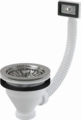 Produktbild von Alcadrain Ablaufventil für Spülbecken 6/4" mit einem Edelstahlgitter DN115 und Flexiüberlauf