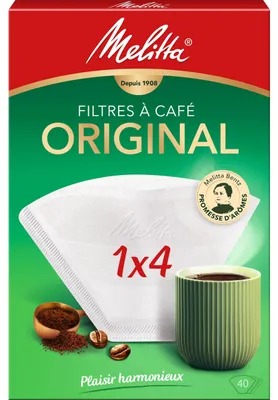 Zdjęcie produktu dla Filtry do kawy Melitta, do ekspresów przelewowych, seria Original, 40 sztuk, białe