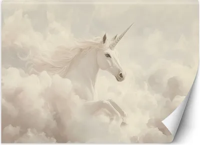 Produktbild von Vlies fototapete für kinder Einhorn in beigen Wolken 200x140 cm Feeby Beige inkl. Kleber einfache Montage