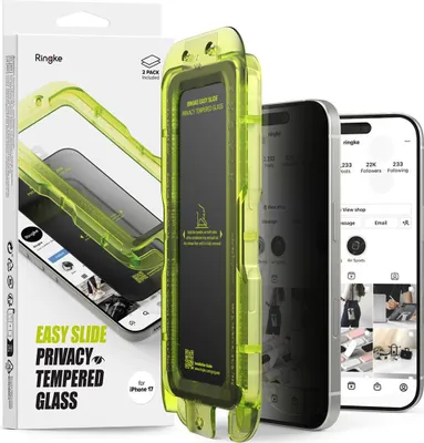 Immagine prodotto di Ringke Easy Slide 2-Pack Vetro Privacy per Iphone 17 - Nero