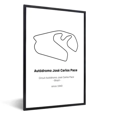 Produktbild von MuchoWow® Gerahmtes Poster Brasilien - Rennstrecke - Formel 1 40x60 cm - Poster mit Schwarzem Bilderrahmen Wandposter Rahmen Foto Bilder - Papierdruck - Wandbilder