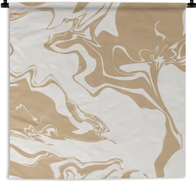 Produktbild von MuchoWow® Wandteppich Wandbehang Marmor - Beige - Weiß 120x120 cm Tapisserie Dekoration Wandtuch - Modern - Baumwollgewebe