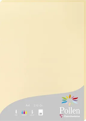Produktbild von Clairefontaine Pollen, Laser-/Inkjet-Druck, A4 (210x297 mm), 25 Blätter, 210 g/m², Cremefarben, Forest Stewardship Council (FSC) Mix