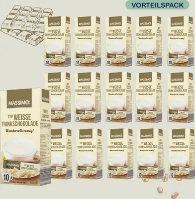Image de Massimo Chocolat blanc à boire 16 boîtes x 10 sticks de 25 g - chocolat chaud