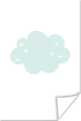 Produktbild von MuchoWow® Poster Wolke - Sterne - Pastell - Kinder - Baby 40x60 cm - Plakate für die Wand - Poster Babyzimmer