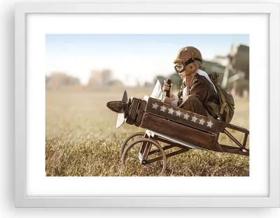 Produktbild von Gerahmtes Poster - Weißer Rahmen - Kindheit Flugzeug Spielzeug - 40x30 cm - Wand Bild - Wanddeko - Wandbilder - Kunstposter - Wandposter - Bilderrahmen - Bilder - Kunstdruck - P2WAA40x30-4469