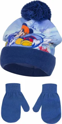 Immagine prodotto di Set da bambino Topolino - cappello e guanti per una protezione confortevole Blu 48 cm