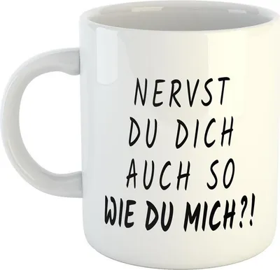 Produktbild von Huuraa Kaffeetasse Nervst du dich auch so wie du mich?! Geschenk Tasse Weiß 330ml Nervst du dich auch so wie du mich?! Präsent