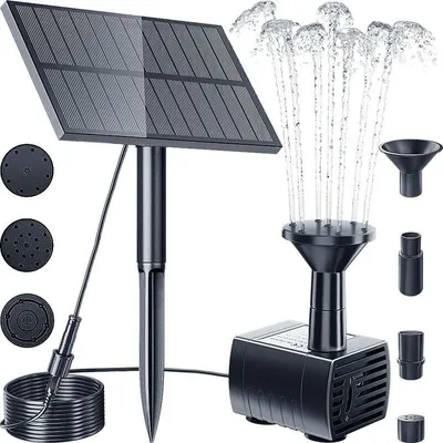 Produktbild von Solarpumpe für den Außenbereich, Solar-Wasserbrunnen für den Garten, 1,5 W, verbesserte Solar-Springbrunnen-Teichpumpe mit Erdspieß, solarbetriebene Springbrunnen-Wasserpumpe für Vogelbad, Hinterhof, Hinterhof.